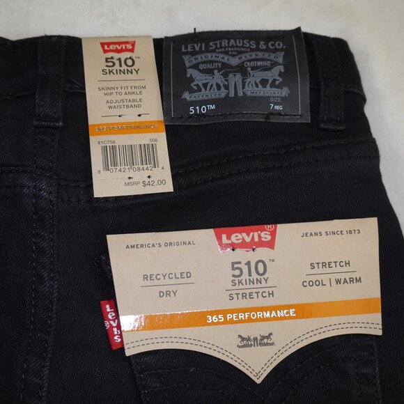 Boys Size 7 Levi's 510 Skinny 365 Performance - Black - Flex Stretch - Picture 7 of 7